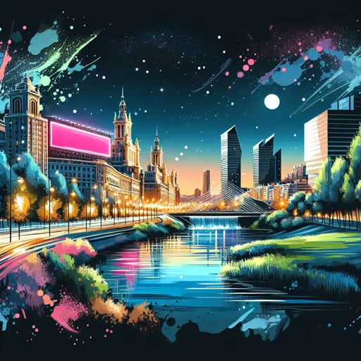 Illustration of Zaragoza at night