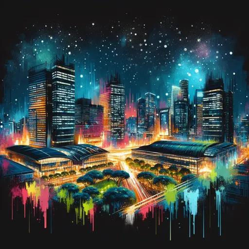 Illustration of Zwolle at night